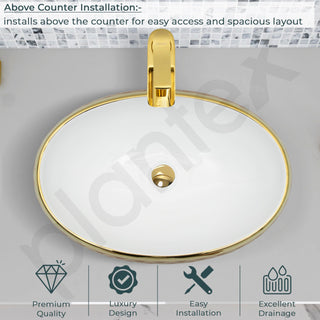 Plantex Ceramic Basin for Bathroom/Designer Table Top Wash Basin/Countertop Vessel Sink for Home/Restaurant/Hotel (24 x 16 x 6.5 Inch)