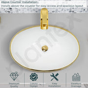 Plantex Ceramic Basin for Bathroom/Designer Table Top Wash Basin/Countertop Vessel Sink for Home/Restaurant/Hotel (24 x 16 x 6.5 Inch)