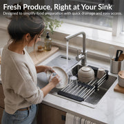 Plantex Stainless Steel Kitchen Sink Strainer/Drain Basket With Adjustable Armrest Kitchen Rack/Vegetable Washing Basket for Sink/Expandable Drain Dish Rack (Pack of 1, Black)