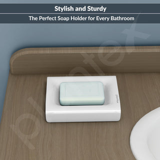 Plantex Acrylic Floor Soap Holder for Bathroom/Soap Case/Soap Dish/Bathroom Accessories - (White)