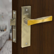 Plantex Heavy Duty Door Lock ÃƒÂ¢Ã¢â€šÂ¬Ã¢â‚¬Å“ Bathroom Door Lock/Mortise 8inch Keyless Plate Handle Set for Home/Bathroom/Store Room/Balcony/Office with Baby Latch (8085, Brass Antique & PVD Gold)