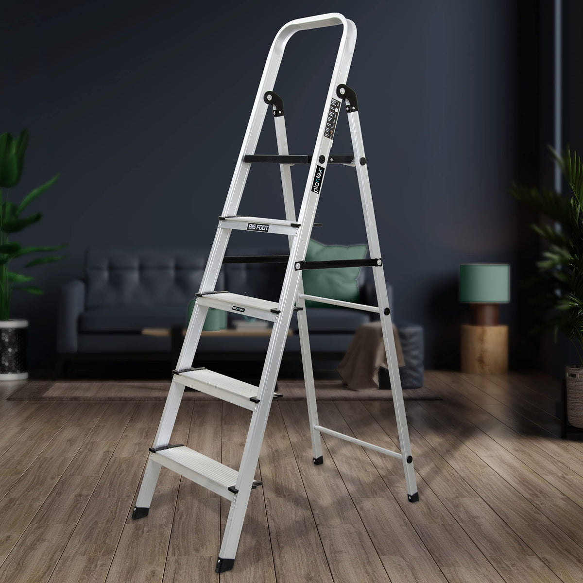 Plantex Big Foot 5 Step Foldable Aluminium Ladder/Step Ladder for Home ...