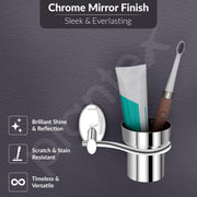 Plantex 304 Stainless Steel Toothbrush Holder/Paste & Tumbler Holder for Bathroom and Wash Basin/Bathroom Accessories - (Oreva - Silver)
