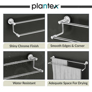 Plantex Stainless Steel Dual Towel Rod/Towel Bar for Bathroom/Towel Hanger/Stand/Bathroom Accessories (24 Inch - Chrome Finish) - Pack of 1