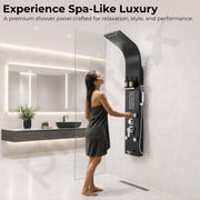 Plantex Shower Panel/6 in 1 Shower System/304 Grade Stainless Steel Rainfall Showerhead with Handshower for Bathroom/Tub Spout/Body Massage Spray With Hot &cold Mixer-(1016, Black)