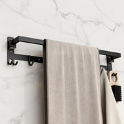 Plantex Stainless Steel Folding Single Towel Rod with Hooks/24 Inch Towel Holder for Bathroom/Towel Hanger/Towel Stand/Bathroom Accessories - (APS-1317, Black)