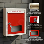 Plantex All in 1 Multipurpose Letter Box/Suggestion Box/Complaint Box/Donation Box with Lock Table Top or Wall Mount (Red & Ivory)