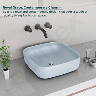 Plantex Premium Tabletop Ceramic Square Wash Basin/Countertop Bathroom Sink (Ocean, 16 x 16 x 5 Inch)