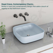 Plantex Premium Tabletop Ceramic Square Wash Basin/Countertop Bathroom Sink (Ocean, 16 x 16 x 5 Inch)
