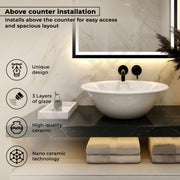 Plantex Ceramic WashBasin/Tabletop Wash Basin/Basin for Bathroom/Kitchen/Home/Office - (White - 16 x 16 x 6 Inch)