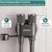 Plantex 2 Way Angle Cock/Stainless Steel Double Outlet Water Valve/Bathroom & Kitchen Tap Connector/Water Faucet - Pack of 1 (Grey, APS-N-9)