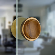 Plantex Stainless Steel Main Door Handle/4-inch Round Shape Door Handle for Main Door/Pull-Push Knob Handle for Wooden & Glass Door (PVD Gold & Wood) - 3 Years Warranty