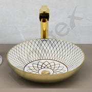 Plantex Table Top Wash Basin For Bathroom/Designer Ceramic Basin/Countertop Vessel Sink Basin - Indo-European Collection (NC-664, 16 x 16 x 5 Inch)
