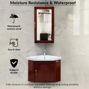 Plantex Vanity Set for Bathroom/Wall Mount Vanity Cabinet with Washbasin and Mirror/Corner Washbasin with Unbrackable Cabinet Full Set/Bathroom Accessories - (461, Brown)