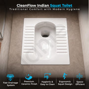 Plantex Indian Toilet for Bathroom/Household Squatting Pan/Orrisa Pan for Bathroom/Sintered Stone Base Ceramic Sanitaryware Toilet - (White, 2262)