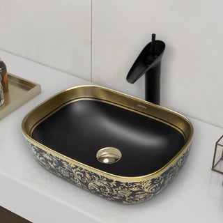 Plantex Designer Ceramic Basin/Table Top Wash Basin for Bathroom/Countertop Vessel Sink - Indo-European Collection (EQTT-466, 18 x 13 x 5.5)