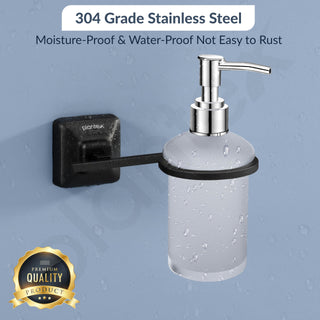 Plantex 304 Grade Stainless Steel Liquid Soap Dispenser/Shampoo Dispenser/Hand Wash Dispenser/Bathroom Accessories - Squaro (Black)