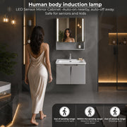 Plantex Wall Mount Vanity Cabinet with Washbasin and Mirror/Rectangular Basin with Cabinet for Bathroom - (Lara - 600, Grey)