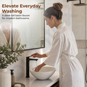Plantex Wash Basin Mixer Tap/Hot & Cold Basin Mixer Faucet/Brass Deck Mount Pillar Spout for Bathroom Sink - Pack of 1 (4604, Black Matt)