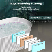 Plantex Bathtub For Bathroom/Freestanding Bath tub for Adults/Deep Soaker Bathtub with Overflow, Popup and Drain Pipe (BSM-203S-White-1700mm)