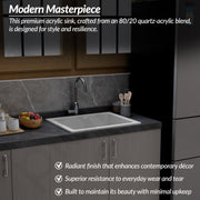 Plantex Quartz Acrylic Kitchen Sink/Undermount Sink for Kitchen with 10 Years Warranty by Plantex/Granite Single Bowl Kitchen Sinks with Coupling (Brun 21x18 Inches)