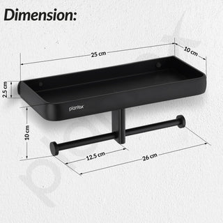 Plantex Aluminium Dual Toilet Paper Holder for Bathroom/Tissue Paper Roll Holder with Mobile Stand/Toilet Paper Roll Holder/Bathroom Accessories - (Black)