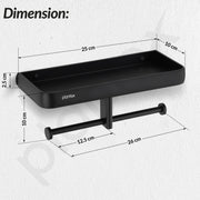 Plantex Aluminium Dual Toilet Paper Holder for Bathroom/Tissue Paper Roll Holder with Mobile Stand/Toilet Paper Roll Holder/Bathroom Accessories - (Black)