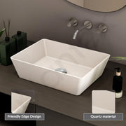 Plantex Granite Quartz Counter Top WashBasin/Rectangle Tabletop Wash Basin/Vessel Sink Wash Basin Over Counter for Home/Restaurant (Peach Ivory - 18 x 13 x 5 Inch)