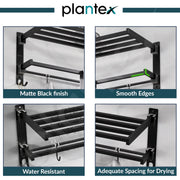 Plantex Towel Rack for Bathroom/Stainless Steel Towel Bar/24 Inch Towel Holder with Towel Rod/Bathroom Accessories - (Black)
