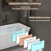 Plantex Freestanding Bathtub For Bathroom/Bath tub for Adults/Deep Soaker Bathtub with Overflow, Popup and Drain Pipe (BSM-209-White-1700mm)