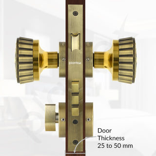 Plantex Heavy Duty Mortise Door Lock/Handle Set for Home/Office (Brass Antique & Gold)