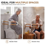 Plantex Resin Grab Bar for Toilet with Grip/24 inch Anti-Slip Handle for Bathroom Support - Pack of 1 (White & Wood)