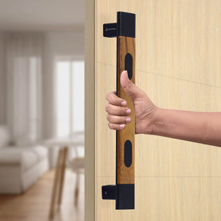 Plantex Heavy Duty Door Handle/Main Door Handle 14 Inch/Pull Push Door Handle for Glass & Wooden Door – Pack of 1 (300, Black and Wood Finish)