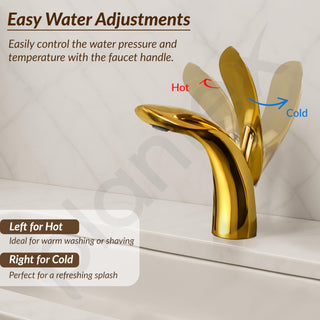 Plantex Pure Brass Pillar Tap for Wash Basin/Single Lever Hot & Cold Basin Mixer Tap/washbasin tap Faucet-(Gold)
