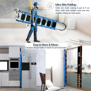 Plantex Premium Steel - 7 Step Ladder/Wide Anti Skid Steps/Heavy Duty Multipurpose Foldable 7 Step Ladder(Blue & Black)