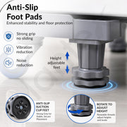 Plantex Adjustable Washing Machine Stand for Fridge/Heavy Duty Refrigerator Trolley with Lockable Wheels/8 Jack Anti-Vibration Support/180 kg Load Capacity - (Grey & Chrome)