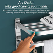 Plantex 304 Grade Stainless Steel Foldable Towel Rack in Bathroom/cloth hanger for bathroom/Towel Rod with Hooks/Bathroom Accessories (18 Inch) Chrome