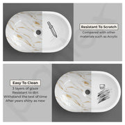 Plantex Tabletop Wash Basin for Bathroom/Designer Ceramic Basin/Oval Countertop Wash Basin/Home/Office (22 x 14 x 10 Inch)