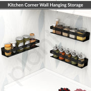 Plantex No Drill Bathroom Shelves/Stainless Steel Self Adhesive Shelf for Bathroom/Wall Shelf for Kitchen/Bathroom Shelf- Pack of 2 (16 x 4 Inch - Black)