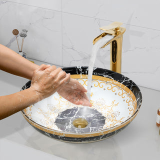 Plantex Ceramic Round Wash Basin for Bathroom/Designer Table Top Basin/Countertop Vessel Sink for Restaurant/Hotel - (15.5x15.5x4.5 Inch)