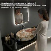 Plantex Ceramic Basin for Bathroom/Table Top Ceramic Basin/Washbasin for Bathroom - (CRETA-NS-238-Marble Finish, 23 x 15 x 5.5 Inch)