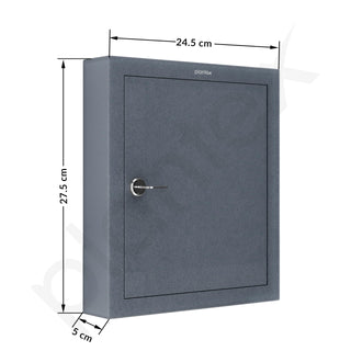 Plantex GI Metal Key Holder Box/Key Cabinet with 16 Key Holder for Wall/Lockable Key Storage Box for Home/Hotel/Shops/Office - Wall Mount (Grey)