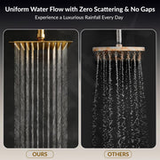 Plantex Stainless Steel Overhead Shower 8 x 8 inch with Water-Saving Technology/High pressure Rain Shower Head without Arm/Bathroom Shower -(Ultra Slim-PVD Gold)