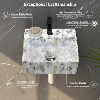 Plantex Wall Mount Washbasin for Bathroom/Designer Ceramic Bathroom Sink/Rectangle Tabletop Wash Basin/Home/Office (13 x 11.5 x 4.5 Inch)