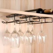 Plantex Self-Adhesive Wine Glass Holder Hanging/Stemware Organizer Rack/Under Cabinet Glass Storage Stand/Wine Rack for Pubs/Kitchen/Bars - Pack of 3 (Black)