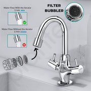Plantex Pure Brass Basin Sink Mixer Tap Hot and Cold/Mixer Tap for Bathroom/Wash Basin Tap with Teflon Tape -7 Year Warranty by Plantex (ICO-909-Chrome)