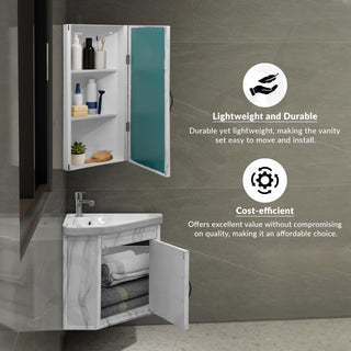 Plantex Unbrekable Wall Mount Vanity Cabinet with Washbasin and Mirror/Corner Basin with Cabinet for Bathroom - (484, White)