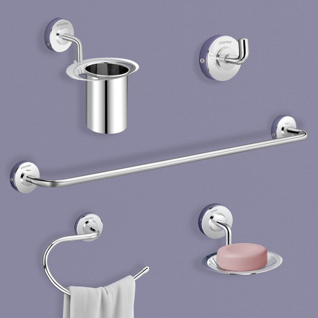 Plantex 304 Grade Stainless Steel Bathroom Accessories Set of 5 - Towel ...