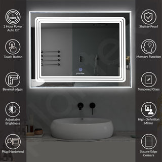 Plantex Glass LED Mirror for Bedroom/Wall with 3 Lighting Option/Smart Mirror for Living Room/Bedroom/Dressing Room - Rectangle Shape (18 X 24 Inch)