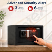 Plantex 13 Ltr. Safe Locker For Home/Digital Locker/Electronic Safety Locker with Master & User Dual Code Access with Emergency Key/2 Years Warranty By Plantex (Black)